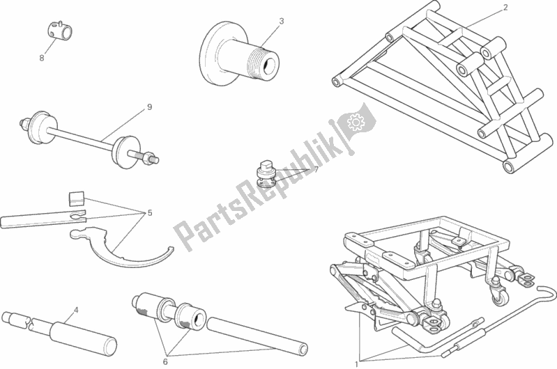 Alle onderdelen voor de Werkplaats Service Tools, Frame van de Ducati Monster 1200 S Brasil 2018